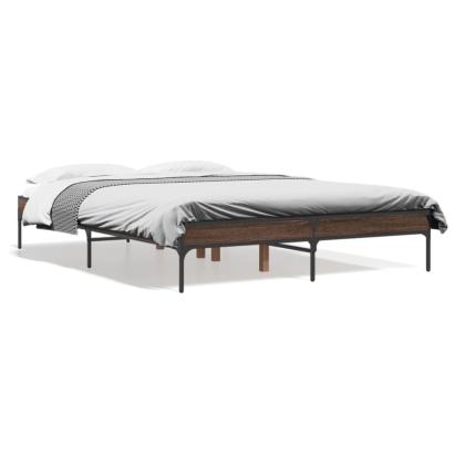 Cadru de pat, stejar maro, 140x190 cm, lemn prelucrat și metal GartenMobel Dekor