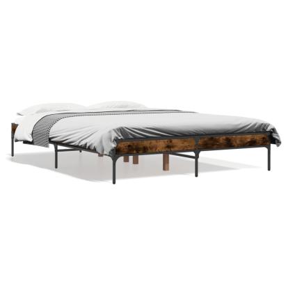 Cadru de pat, stejar afumat 120x190 cm lemn prelucrat și metal GartenMobel Dekor