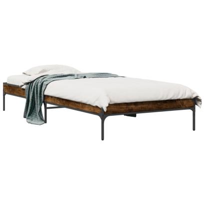 Cadru de pat, stejar fumuriu, 90x190cm, lemn prelucrat și metal GartenMobel Dekor