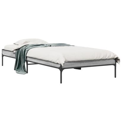 Cadru de pat, gri sonoma, 90x190 cm, lemn prelucrat și metal GartenMobel Dekor