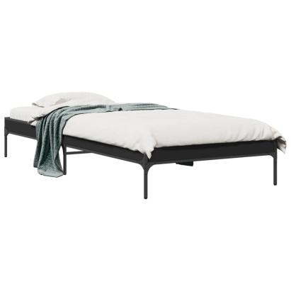 Cadru de pat, negru, 75x190 cm, lemn prelucrat și metal GartenMobel Dekor