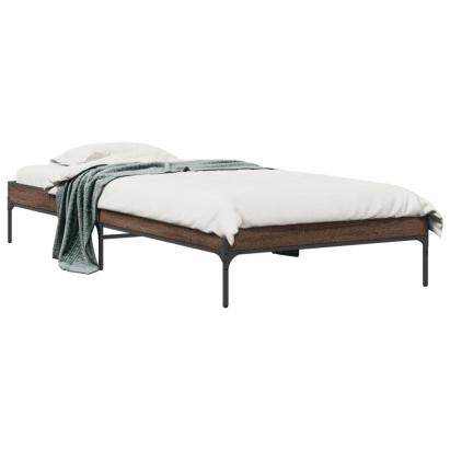 Cadru de pat, stejar maro, 75x190 cm, lemn prelucrat și metal GartenMobel Dekor