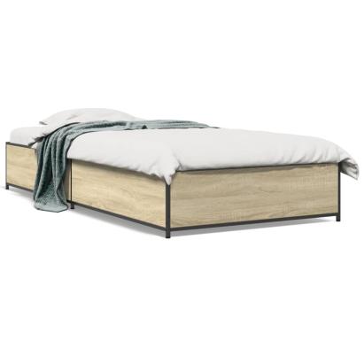 Cadru de pat, stejar sonoma, 75x190 cm, lemn prelucrat și metal GartenMobel Dekor