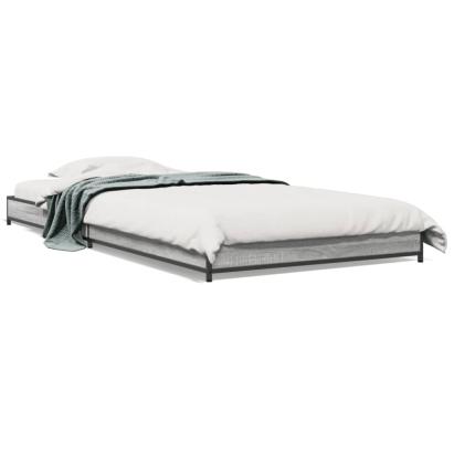 Cadru de pat, gri sonoma, 75x190 cm, lemn prelucrat și metal GartenMobel Dekor