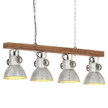 Lampă suspendată industrială, argintiu, lemn de mango, E27 GartenMobel Dekor