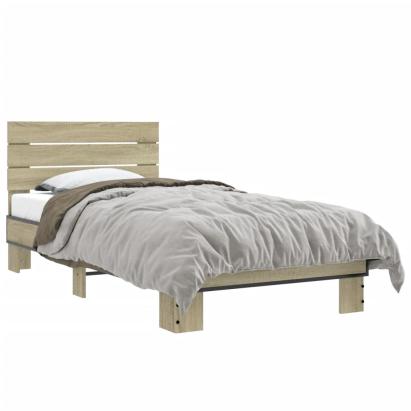 Cadru de pat, stejar sonoma, 75x190 cm, lemn prelucrat și metal GartenMobel Dekor