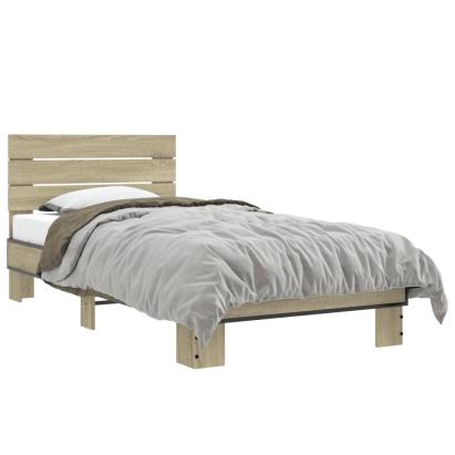 Cadru de pat, stejar sonoma, 90x190 cm, lemn prelucrat și metal GartenMobel Dekor