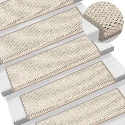Covorașe autoadezive pentru scări, 15 buc. bej, 65x21x4cm sisal GartenMobel Dekor