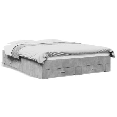 Cadru de pat cu sertare, gri beton, 140x200 cm, lemn prelucrat GartenMobel Dekor