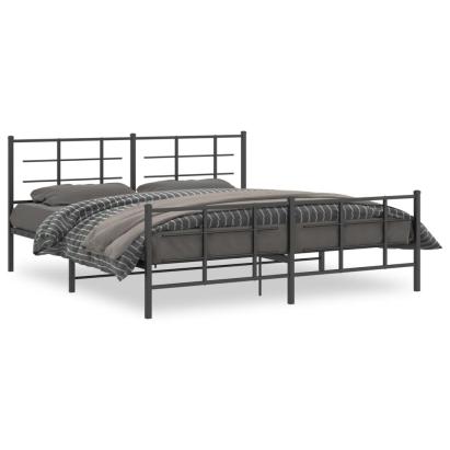 Cadru pat metalic cu tăblii de cap/picioare, negru, 183x213 cm GartenMobel Dekor