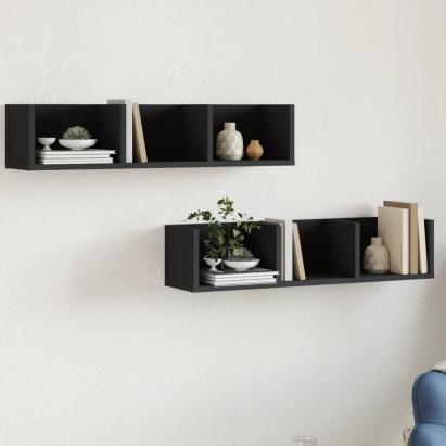 Dulapuri de perete, 2 buc., Negru, 75x18x16,5 cm, lemn compozit GartenMobel Dekor