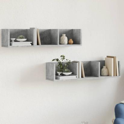 Dulapuri perete, 2 buc., gri beton 75x18x16,5 cm lemn prelucrat GartenMobel Dekor