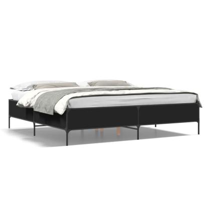 Cadru de pat negru 180x200 cm din lemn prelucrat și metal GartenMobel Dekor
