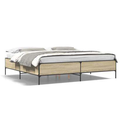 Cadru de pat, stejar sonoma, 180x200cm, lemn prelucrat și metal GartenMobel Dekor