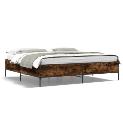 Cadru de pat, stejar fumuriu 180x200 cm lemn prelucrat și metal GartenMobel Dekor