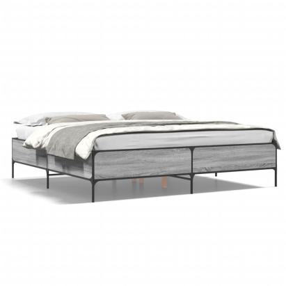 Cadru de pat, gri sonoma, 180x200 cm, lemn prelucrat și metal GartenMobel Dekor