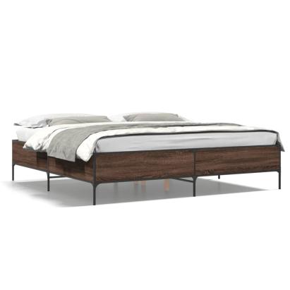 Cadru de pat, stejar maro, 180x200 cm, lemn prelucrat și metal GartenMobel Dekor