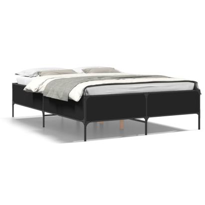 Cadru de pat, negru, 140x200 cm, lemn prelucrat și metal GartenMobel Dekor