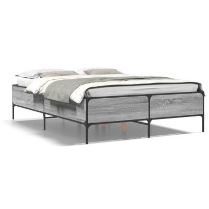 Cadru de pat, gri sonoma, 140x200 cm, lemn prelucrat și metal GartenMobel Dekor