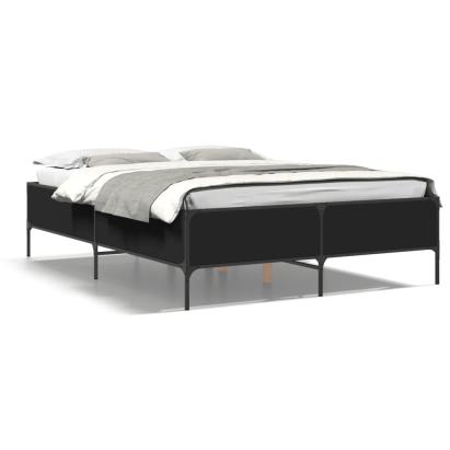 Cadru de pat, negru, 140x190 cm, lemn prelucrat și metal GartenMobel Dekor
