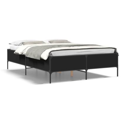 Cadru de pat, negru, 120x190 cm, lemn prelucrat și metal GartenMobel Dekor