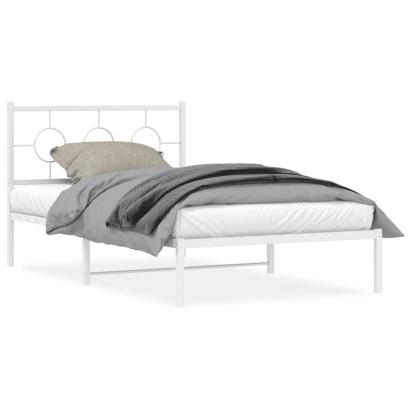 Cadru de pat din metal cu tăblie, alb, 107x203 cm GartenMobel Dekor