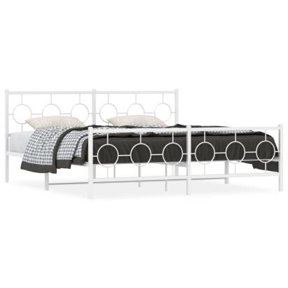 Cadru de pat metalic cu tăblie de cap/picioare, alb, 183x213 cm GartenMobel Dekor