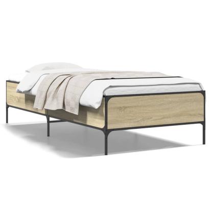 Cadru de pat, stejar sonoma, 100x200cm, lemn prelucrat și metal GartenMobel Dekor