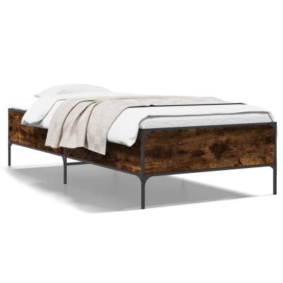 Cadru de pat, stejar fumuriu, 90x190cm, lemn prelucrat și metal GartenMobel Dekor