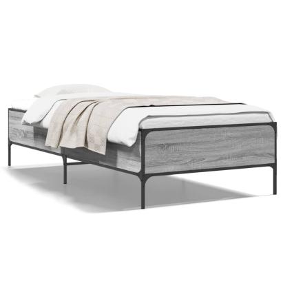 Cadru de pat, gri sonoma, 90x190 cm, lemn prelucrat și metal GartenMobel Dekor