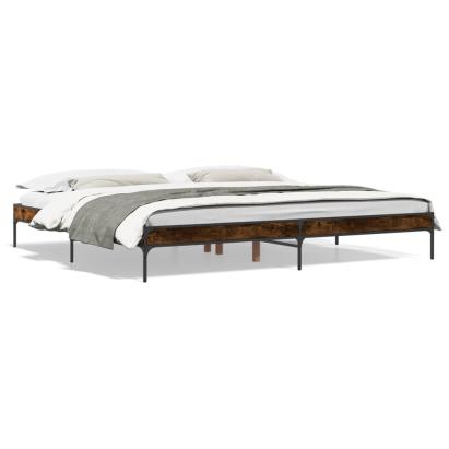 Cadru de pat, stejar fumuriu 200x200 cm lemn prelucrat și metal GartenMobel Dekor