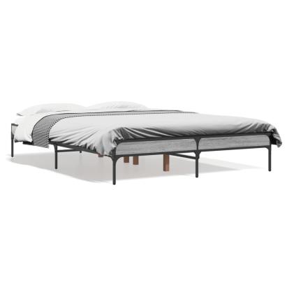Cadru de pat, gri sonoma, 120x200 cm, lemn prelucrat și metal GartenMobel Dekor