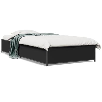 Cadru de pat, negru, 90x190 cm, lemn prelucrat și metal GartenMobel Dekor