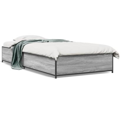 Cadru de pat, gri sonoma, 90x190 cm, lemn prelucrat și metal GartenMobel Dekor