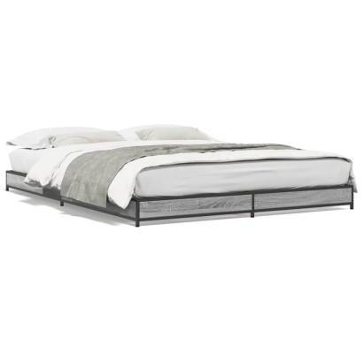 Cadru de pat, gri sonoma, 140x190 cm, lemn prelucrat și metal GartenMobel Dekor