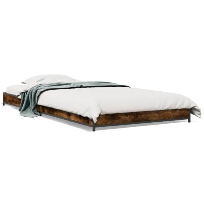Cadru de pat, stejar fumuriu 100x200 cm lemn prelucrat și metal GartenMobel Dekor