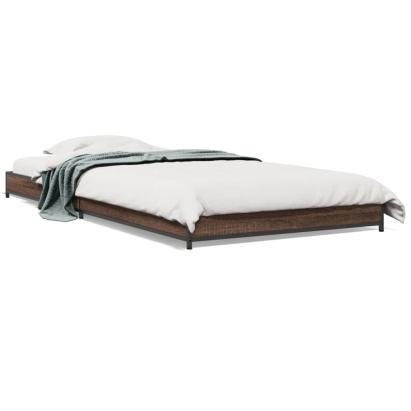 Cadru de pat, stejar maro, 90x200 cm, lemn prelucrat și metal GartenMobel Dekor