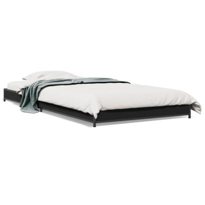 Cadru de pat, negru, 90x190 cm, lemn prelucrat și metal GartenMobel Dekor