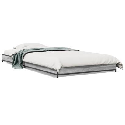Cadru de pat, gri sonoma, 90x190 cm, lemn prelucrat și metal GartenMobel Dekor