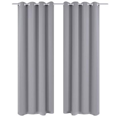 Draperii opace cu inele metalice, 2 buc., gri, 135 x 245 cm GartenMobel Dekor