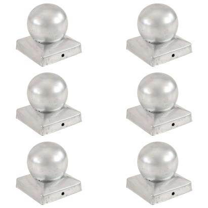 Capace stâlpi tip glob, 6 buc., 91 x 91 mm, metal galvanizat GartenMobel Dekor