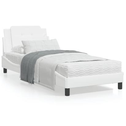 Pat cu saltea, alb, 90x190 cm, piele ecologică GartenMobel Dekor