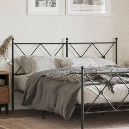 Tăblie de pat metalică, negru, 150 cm GartenMobel Dekor