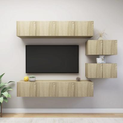 Set de dulapuri TV, 6 piese, stejar sonoma, lemn prelucrat GartenMobel Dekor