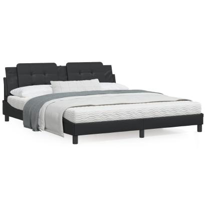 Pat cu saltea, negru, 180x200 cm, piele ecologică GartenMobel Dekor