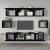 Set dulap TV, 6 piese, negru, lemn prelucrat GartenMobel Dekor