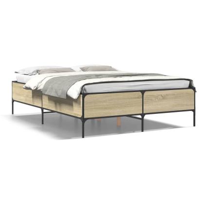 Cadru de pat, stejar sonoma, 150x200cm, lemn prelucrat și metal GartenMobel Dekor