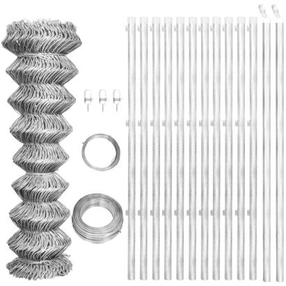 Gard din plasă cu stâlpi, argintiu, 25x1,25 m, oțel galvanizat GartenMobel Dekor
