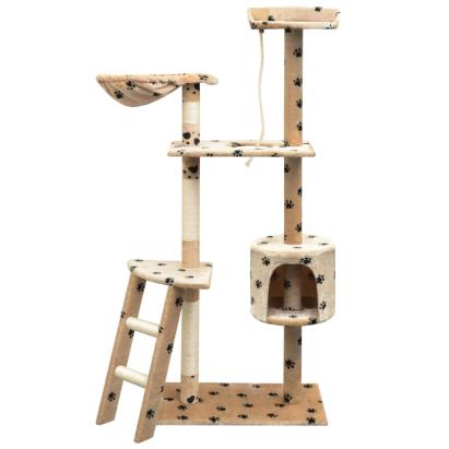 Ansamblu pisici cu funie de sisal, 125 cm, imprimeu lăbuțe, bej GartenMobel Dekor