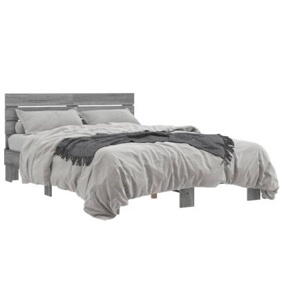 Cadru de pat, gri sonoma, 120x190 cm, lemn prelucrat și metal GartenMobel Dekor